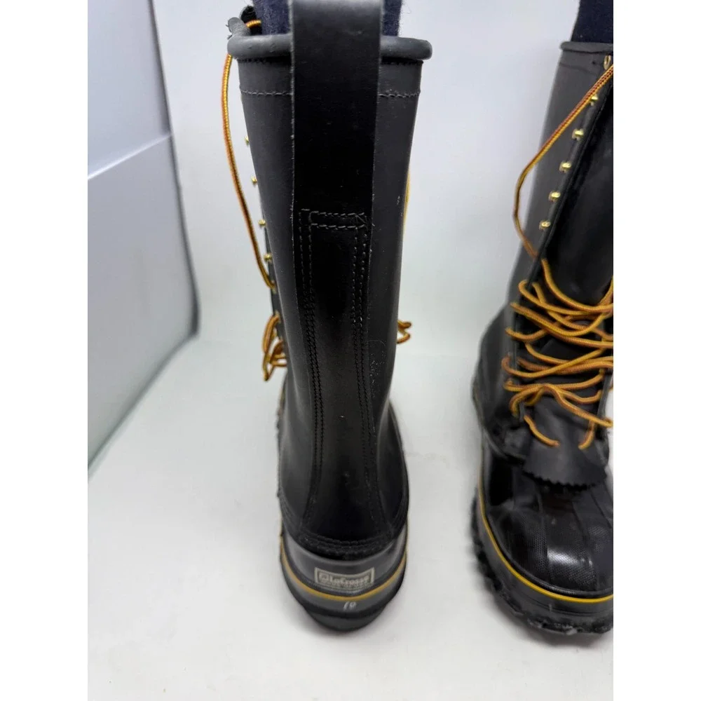 Hoffman LaCrosse Hunting Boots USA Made Size 10 Black Leather Rubber Waterproof